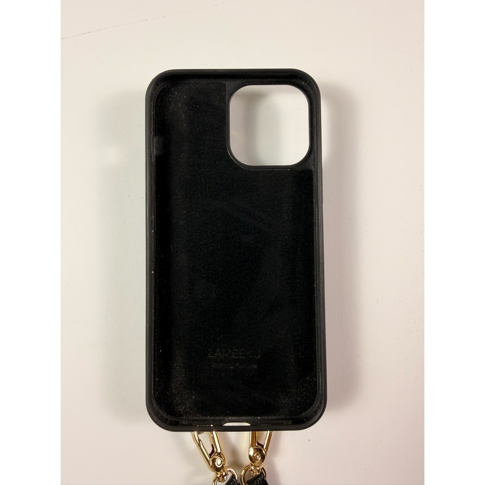 iPhone 13 Pro Max Crossbody Wallet Case Black Pebbled Leather Card Holder - Picture 4 of 6